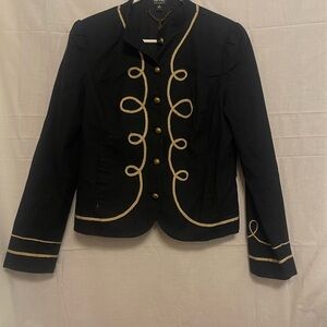 Nicole Miller Elegant Black Jacket Blazer with Gold Accents 8
